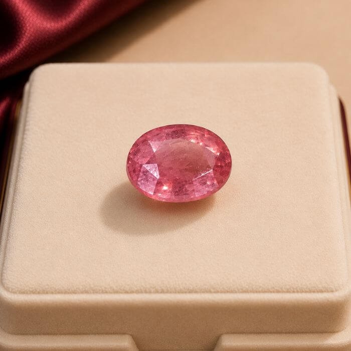 Loose Red Sapphire gemstone featuring rich deep red hues with exceptional clarity and radiant polished brilliance.