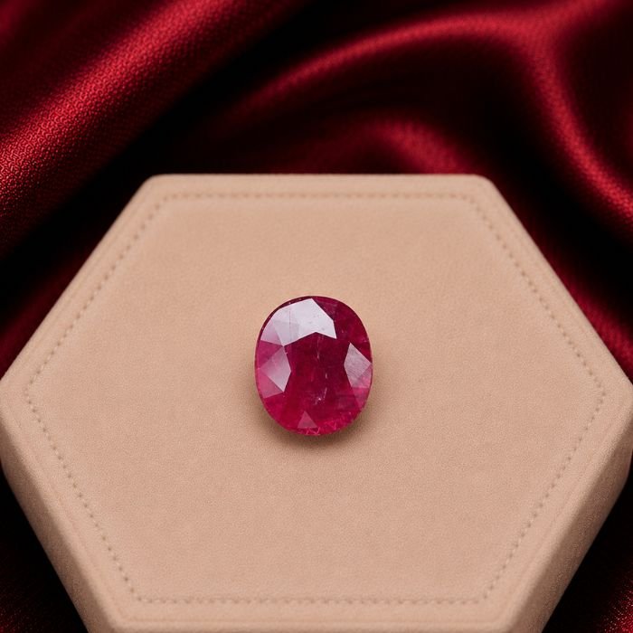 Loose Ruby Gemstone featuring vivid crimson red hues with exceptional clarity and radiant polished brilliance.