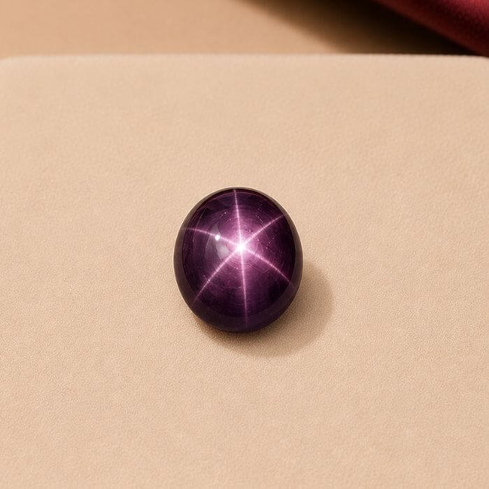Loose Star Ruby Gemstone featuring rich crimson red hues with a luminous star-like asterism effect and polished natural brilliance.