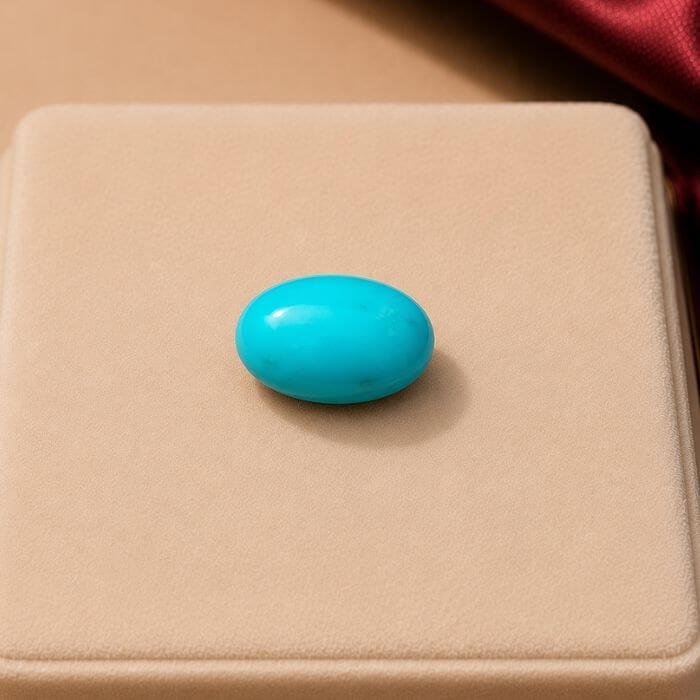 Loose Turquoise Stone featuring vibrant sky-blue natural hues with unique matrix patterns and a smooth polished finish.