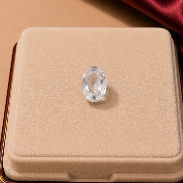 Loose White Topaz gemstone featuring brilliant transparent clarity with radiant sparkle and polished elegant brilliance.