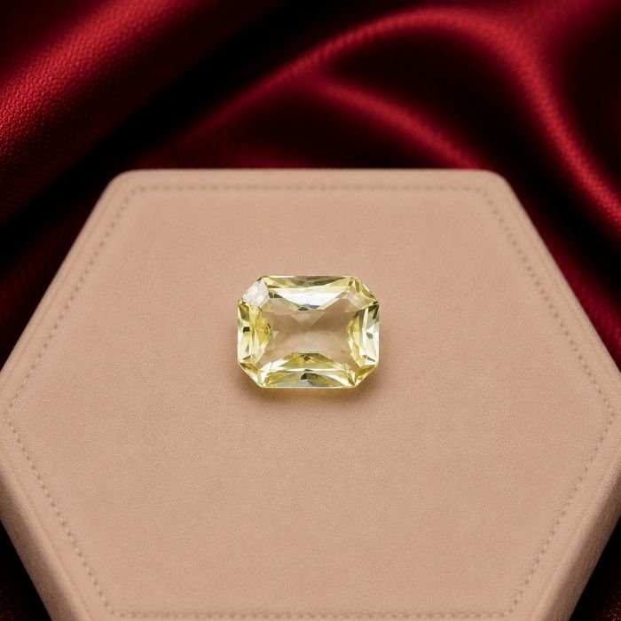 Loose Yellow Sapphire Stone featuring vibrant golden-yellow hues with exceptional clarity and radiant natural brilliance.