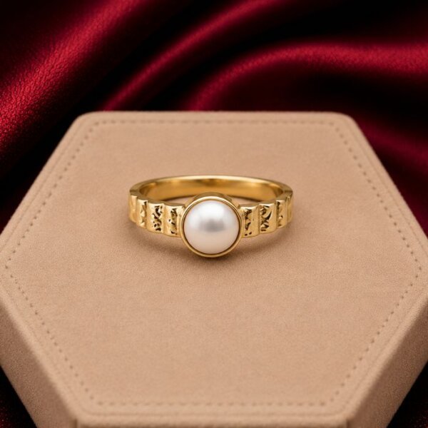 Pearl Ring featuring a lustrous natural pearl set in an elegant polished ring design with timeless feminine sophistication.