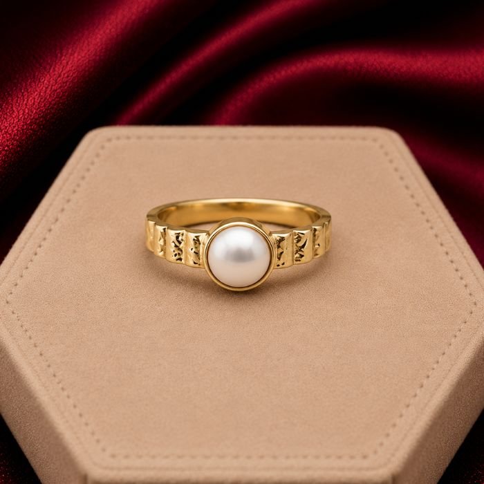 Pearl Ring featuring a lustrous natural pearl set in an elegant polished ring design with timeless feminine sophistication.