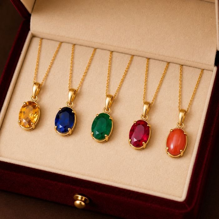 Buy Certified Rashi Ratan Pendants | Ruby, Blue Sapphire, Emerald, Yellow Sapphire, Pearl, Red Coral, Diamond, Hessonite & Cat's Eye Pendants