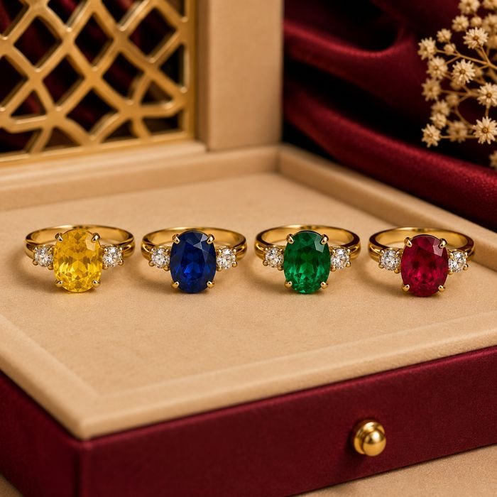 Buy Certified Rashi Ratan Rings | Ruby, Blue Sapphire, Emerald, Yellow Sapphire, Pearl, Red Coral, Diamond, Hessonite & Cat's Eye Rings