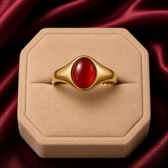Red Onyx gemstone featuring rich deep red hues with a smooth polished finish and elegant natural shine.