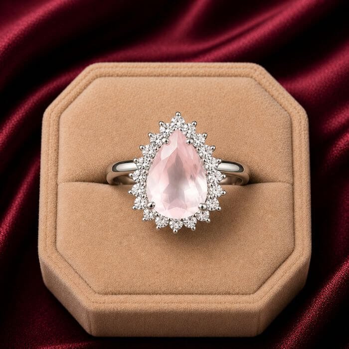 Rose Quartz Rings featuring soft pink rose quartz gemstones set in elegant ring designs with polished feminine detailing.