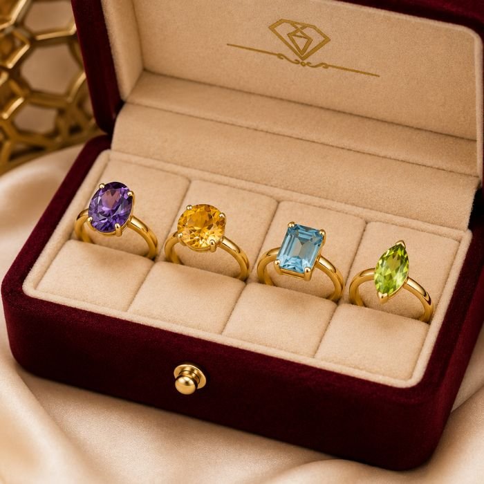 Buy Certified Upratna Rings | Amethyst, Citrine, Blue Topaz, Cat's Eye, Peridot, Garnet, Iolite & Turquoise Gemstone Rings