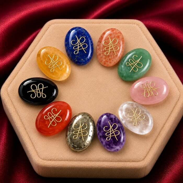 Zibu Coin featuring sacred symbolic engravings with a polished metallic finish and spiritual decorative appeal.