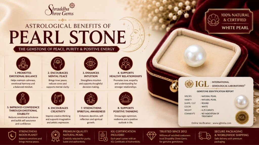 Buy Natural Pearl Gemstone (Moti) | Certified Original Pearl Stone for Moon (Chandra), Vedic Astrology, Fine Jewellery & Investment