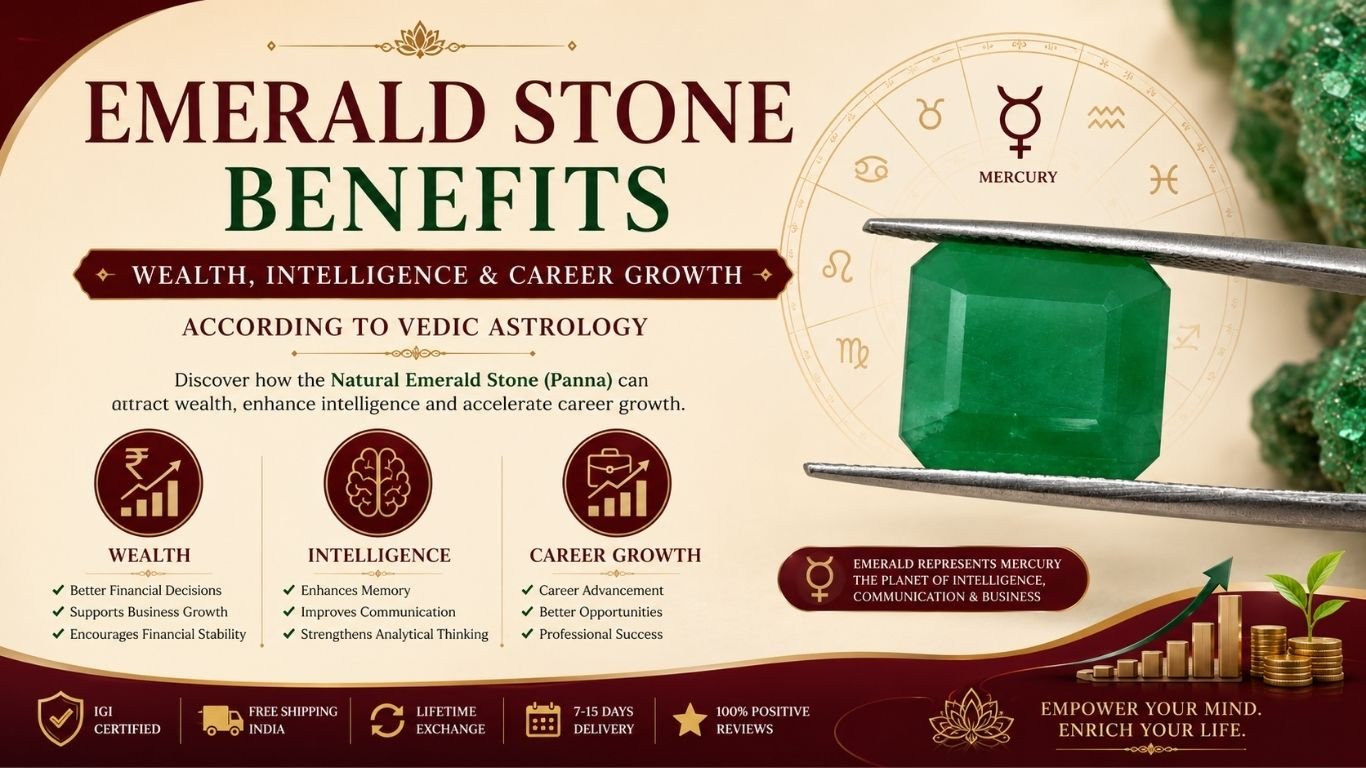 Buy Natural Emerald (Panna) Gemstone Online | Certified Original Panna Stone for Mercury (Budh), Vedic Astrology, Fine Jewellery & Investment
