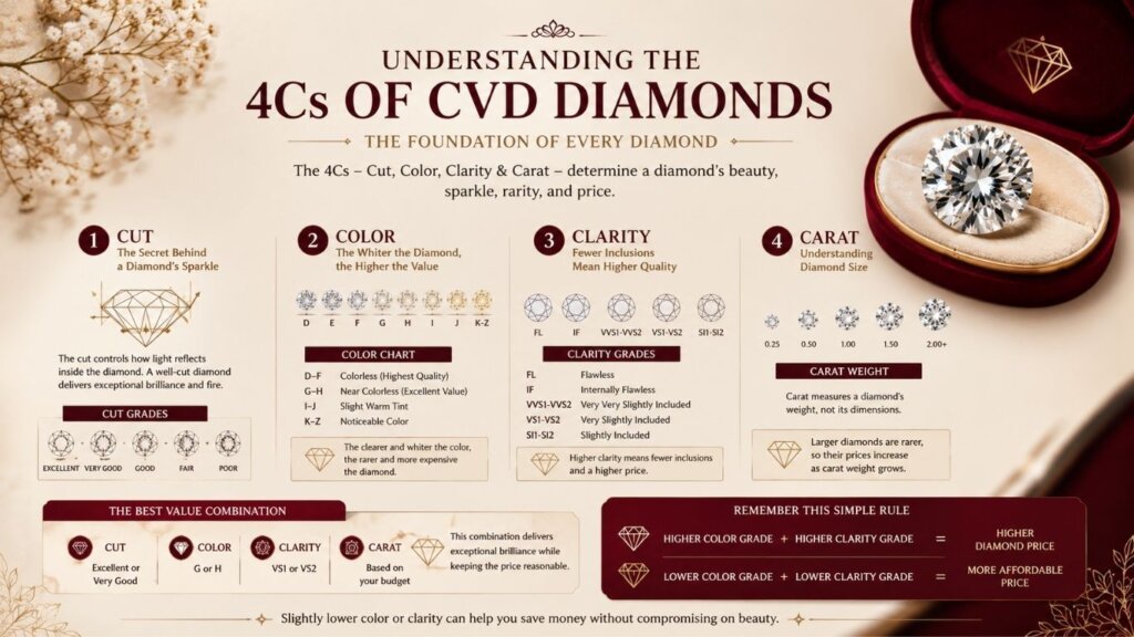 CVD Diamond Buying Guide | Learn About IGI Certified Lab Grown Diamonds, Quality, Certification & Jewellery