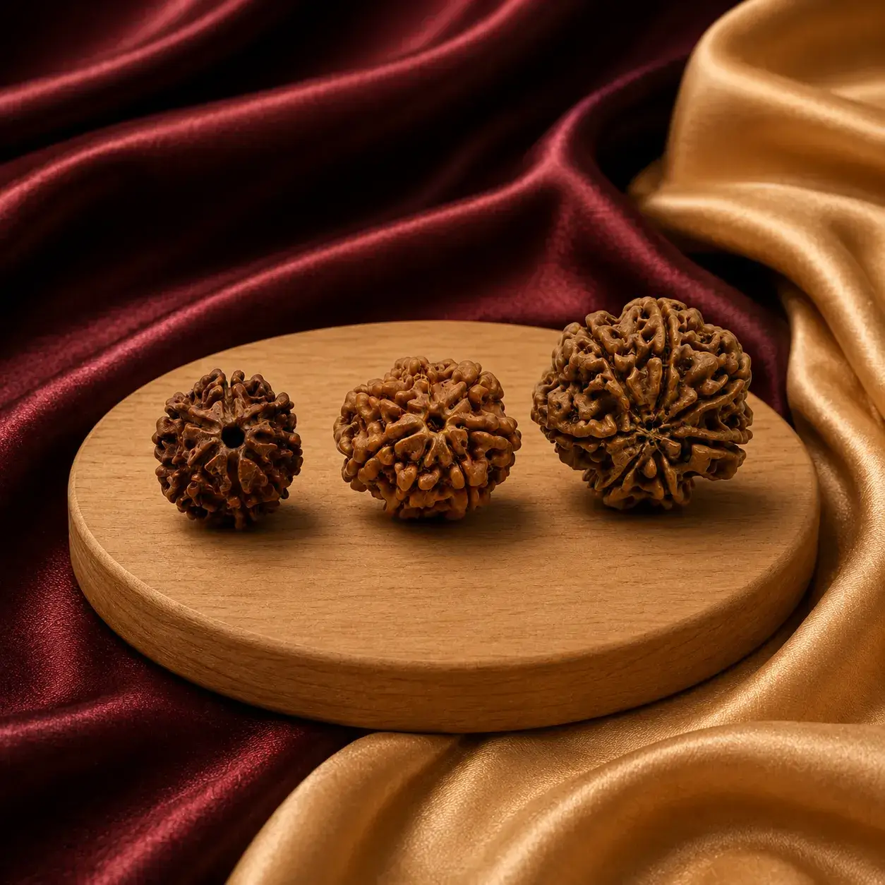 Natural Rudraksha beads in different sizes for spiritual use