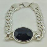 Black Agate Sulemani Hakik bracelet for men with silver Cuban design