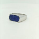 Royal Blue Natural Lapis Lazuli Sterling Silver Ring for Men - Image 2