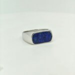 Royal Blue Natural Lapis Lazuli Sterling Silver Ring for Men - Image 3