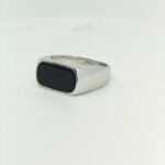 Natural Royal Black Agate (Sulemani Hakik) Sterling Silver Ring for Men - Image 2