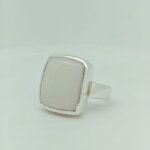 925 Sterling Silver Classic White Opal Signet Ring angled view