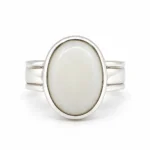 Opal Aura 925 Sterling Silver Oval Shaped lineing Ring Front View