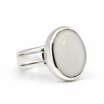 Opal Aura 925 Sterling Silver Oval Shaped Ring Angled View