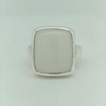 925 Sterling Silver Classic White Opal Signet Ring front view