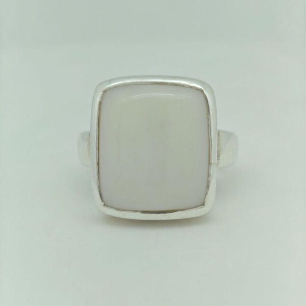 925 Sterling Silver Classic White Opal Signet Ring front view