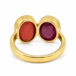 Natural 5 Carat African Ruby & 5 Carat Italian Coral Panchdhatu Ring - Image 4