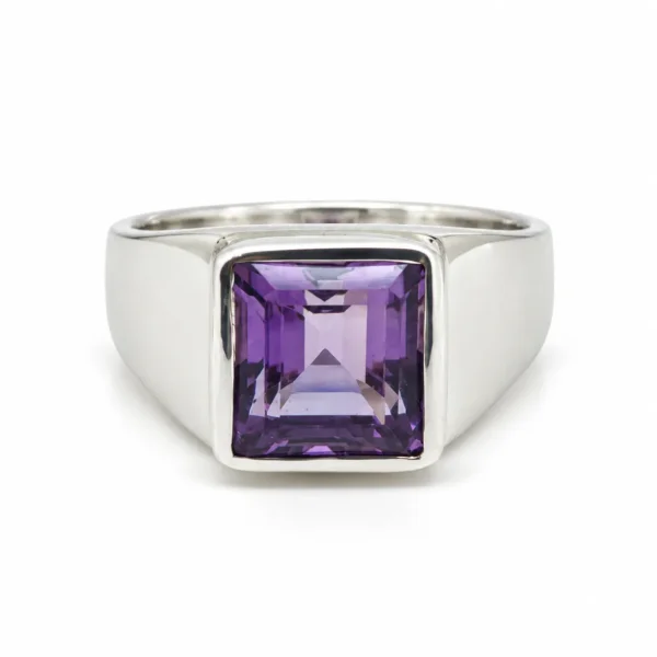 Natural Brazilian Amethyst Silver Ring with 5 Carat Amethyst