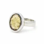 Classic Oval Citrine 925 Sterling Silver Bezel Ring Side View